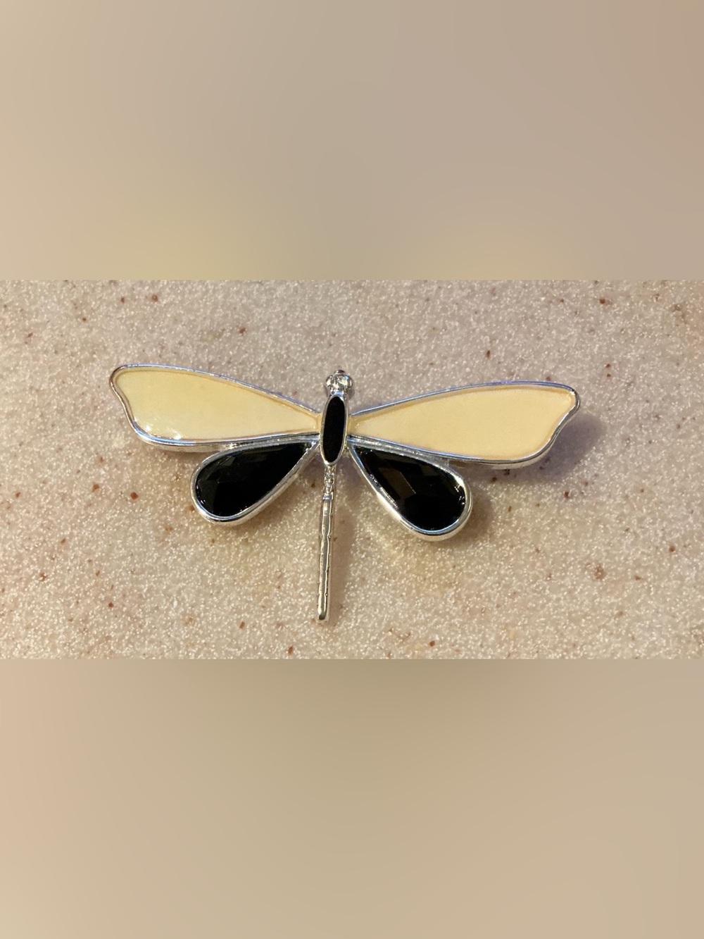 Dragonfly Enamel Pin - Cream and Black